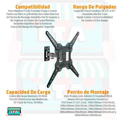 Soporte Brazo Móvil Tv Lcd Led Plasma Monitor 23 A 55 P 35k
