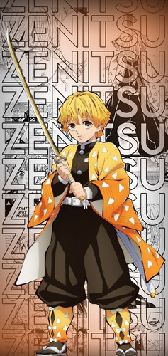 Espada Katana Zenitsu Agatsuma Damon Slayer Kimetsu No Yaiba Color Gris / Negro