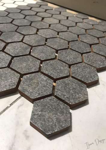 Enmallado De Cerámica Hexagonal 32 X 27 Cm Gris Oscuro