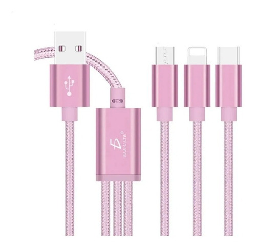 Cable Celular Reforzado 3-1 Micro Usb, Tipo C Y Lightning