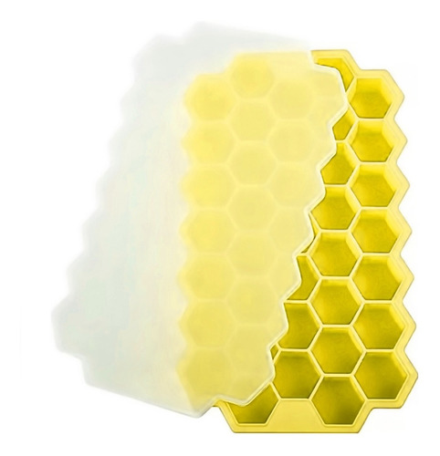 Molde De Silicona Para 37 Mini Cubos De Hielo Panel De Abeja Color Amarillo
