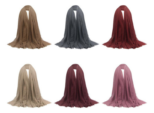 Bufanda Arrugada Para Mujer, 6 Pañuelos Para Mujer, Hijab [u