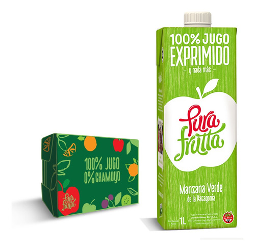 Jugo 100% Exprimido Manzana Verde X1l Pack X 8 - Pura Frutta