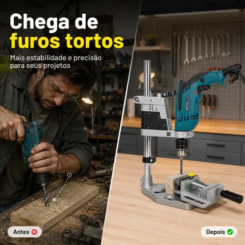 Suporte Vertical Furadeira Morsa Torno Bancada Ajustável