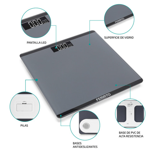 Balanza Digital Baño Personal Corporal Personas 180 Kg Sensor temperatura Femmto