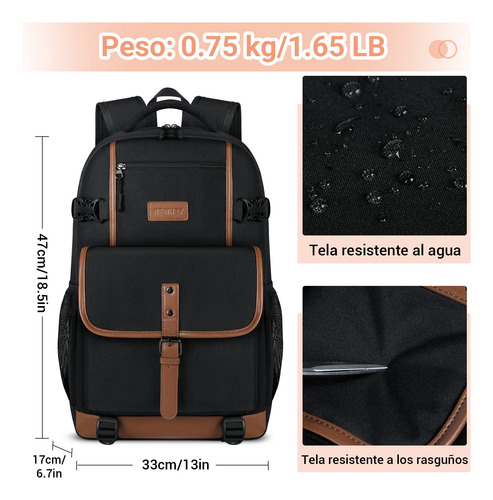 Mochila Impermeable Para Laptop 15,6 Pulgadas Viaje Negro