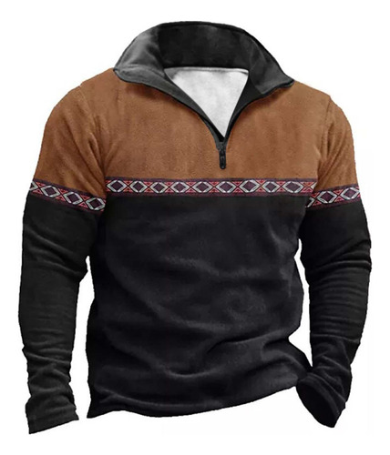 Jersey De Manga Larga Con Media Cremallera Para Hombre Con B