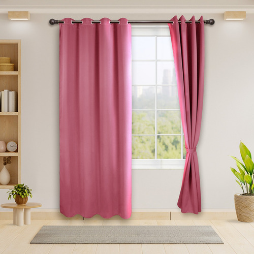 Cortinas Blackout Rosa Térmico Largas Lisa 95% Bloqueo Luz