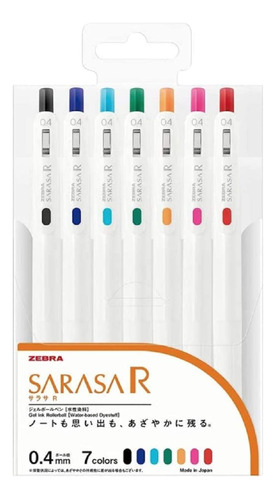 Pen Sarasa R 0.016 In Gel Retractil Tinta Pluma 7 Color Set