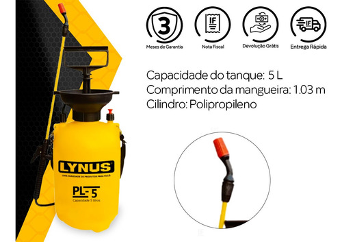Pulverizador Costal Manual Agrícola Lynus 5 Litros