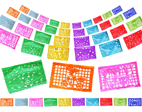 Papel Picado Dia De Muertos Tamaño 1/4, Paq 10 Tiras