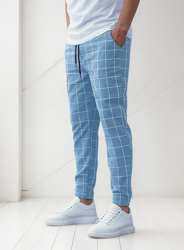 Pantalones Con Estampado A Cuadros De Moda Para Hombre, Pant