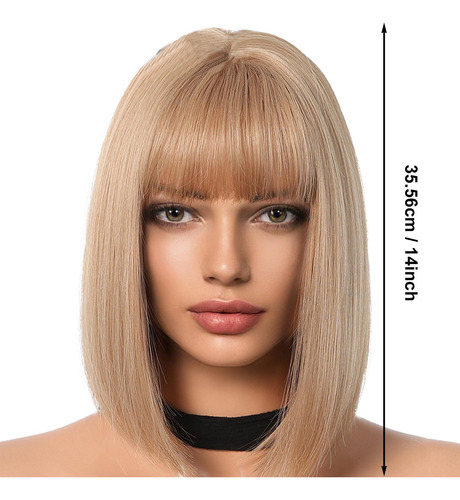 Peluca Bob Con Flequillo Peluca Bob Recta Peluca Corta Natur