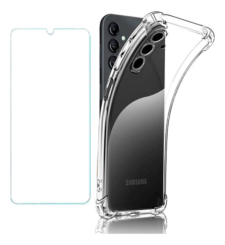 Funda Transparente Para Samsung A14 A34 A54 Reforzada + Vidr