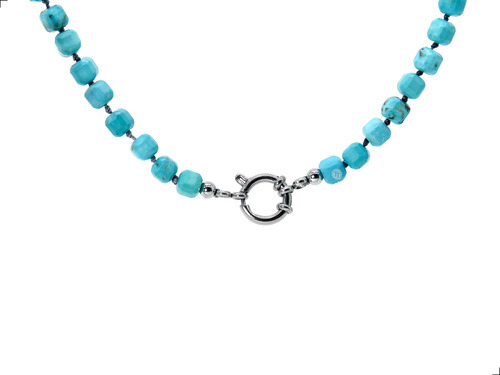 Collar Turquesa Titanio 18k By Thiago Turcott® Square Mixto