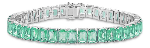 Pulseira Life Royal Prata Cristal Verde Tamanho 18