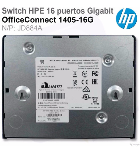 Switch Hp 16 Puertos Gigabit 1405 16g Hpe 1405-16g Jd844a