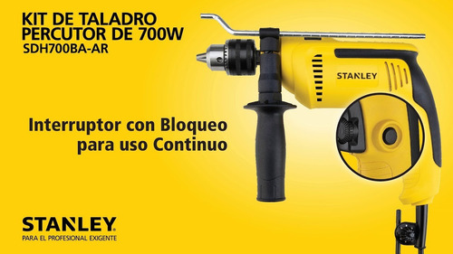 Imagen 6 de 7 de Taladro percutor atornillador eléctrico de 13mm Stanley SDH700BA 700W + accesorios con bolso 220V