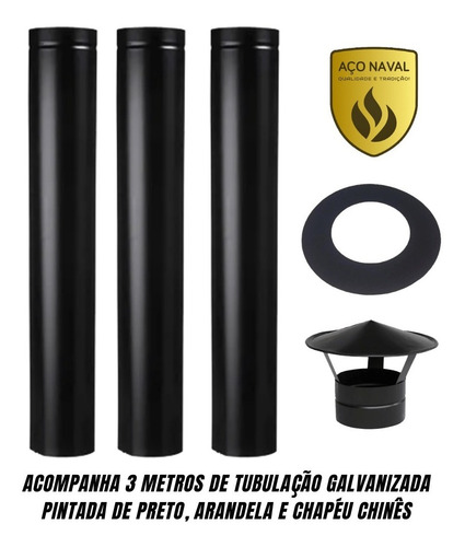 Lareira À Lenha De Parede Gigante - Aço Naval