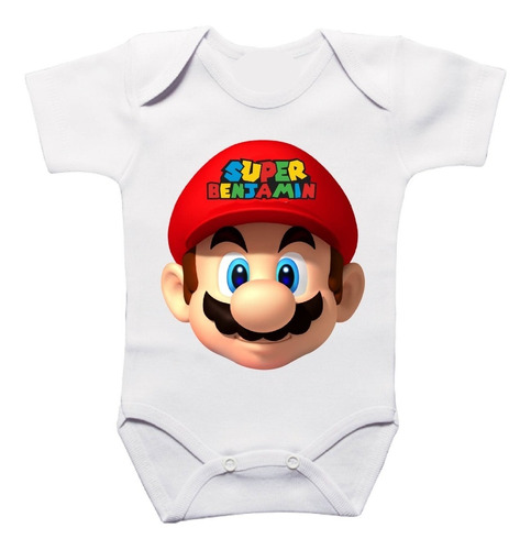 Body Bebe Mario Bros Cumpleaños Personalizado 100% Algodon