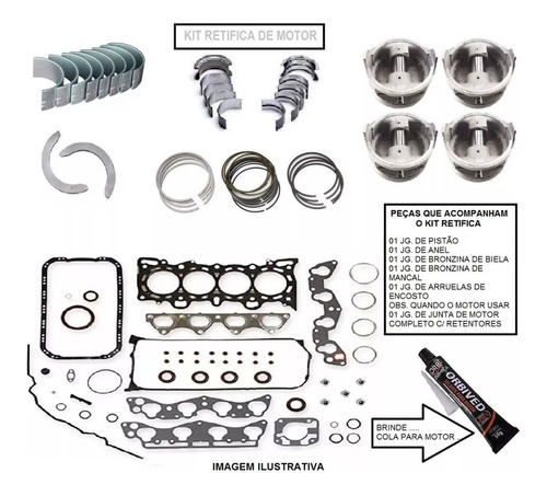 Kit Retifica Do Motor Peugeot 405 1.9 8v Diesel Bloco Xud-9