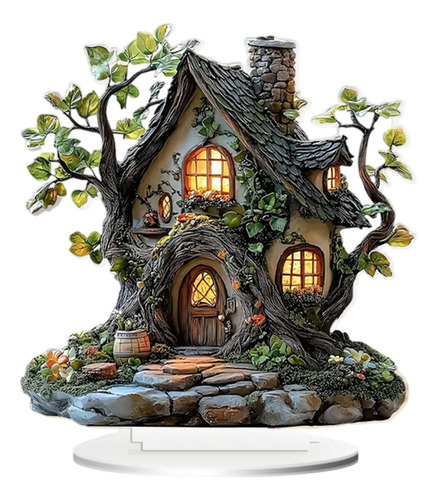 Tree House Ornament Plaque Display 2d Flat Festival Regalo