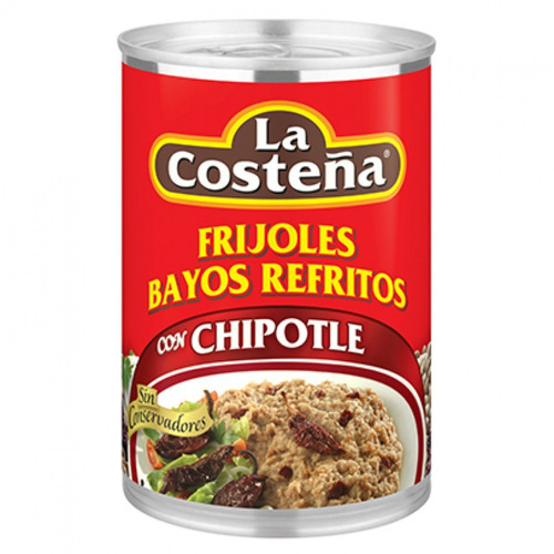 Frijoles Bayos La Costeña Refritos Chipotle En Lata 440 Gr