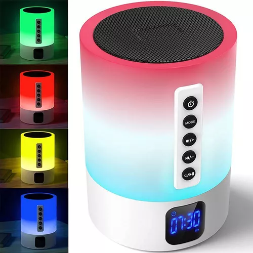 Reloj despertador para niños con luz de despertador y altavoz Bluetooth,  luz cálida regulable y luces coloridas, reloj despertador de luz nocturna