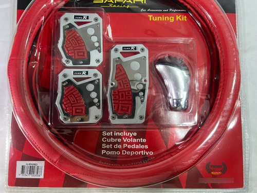Imagen 6 de 8 de Cubre Volante Pomo Palanca Cambio Kit Tuning Auto Rojo K680