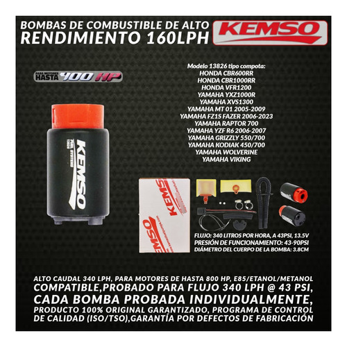 Bomba Pila De Gasolina Yamaha Yxz Xvs Mt Fz1 Yzf Raoto Kemso