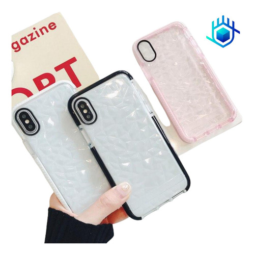 Case Para iPhone De Diamantes 3d Goma Gruesa Relieve Resistente Uso Rudo Hombre Mujer Dama Funda Bordes Con Airbag Moda