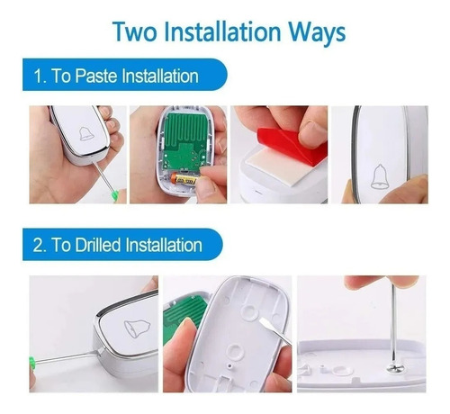 Timbre Inalámbrico Impermeable Con Luz Led 300m Color Blanco