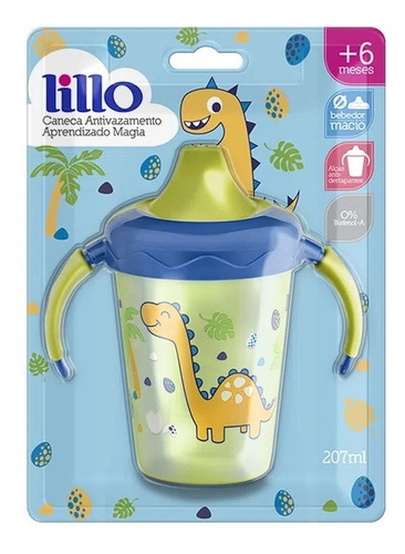 Imagem 2 de 2 de Caneca Aprendizado Antivazamento 207ml (+6) - Dino - Lillo