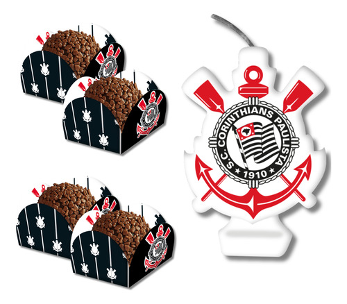 Kit Vela Decorativa + 40 Forminhas - Corinthians - Festcolor