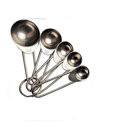 Cucharas Medidoras Acero Inox Set X 5 - Repostería Nuevo