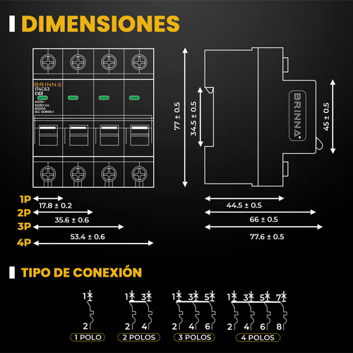 Llave Termica Bipolar 2x40 Brinna 40 Amp 6ka