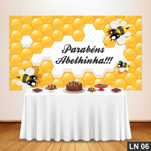Imagem 6 de 6 de Painel De Festa Aniversário Abelha Abelhinha 1,50x1,00m Lona