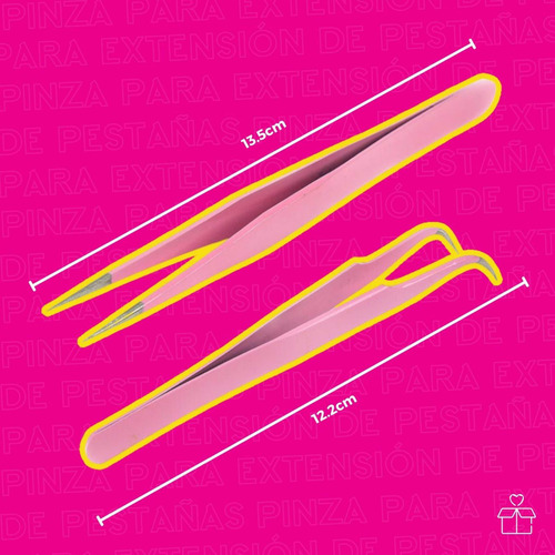 2 Piezas De Pinzas Para Extensiones Pestañas Postizas Mink Rosa