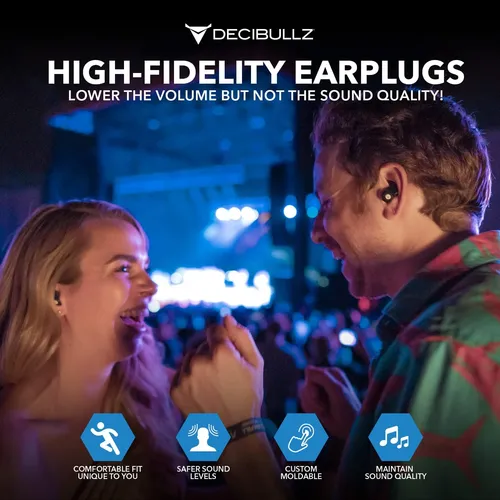 Decibullz Tapones Para Los Oídos Moldeables Para Conciertos,