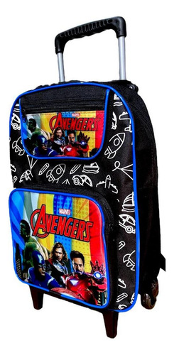 Mochila Infantil De Com Rodinhas Tamanho G - 4 Aos 10anos Cor 38 Desenho Do Tecido Vingadores