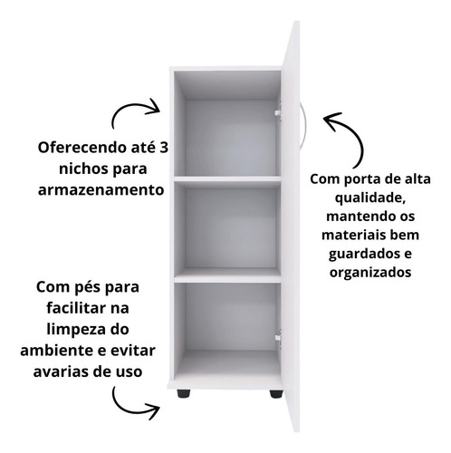 Armário Com Porta E 3 Nichos Quartos Banheiro Lavanderia