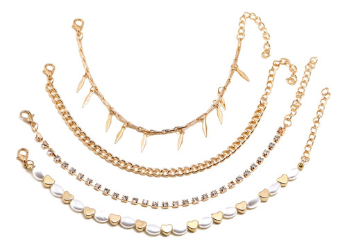 4 Uds Tobillo Pulsera Con Cuentas Pie Cadenas Pie Joyería