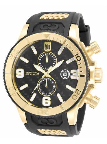 Reloj Hombre Invicta 33980 Cuarzo Pulso Negro En Poliuretano