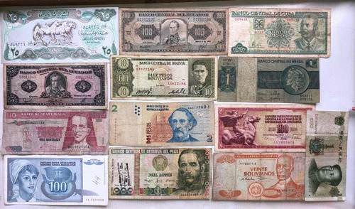 Lote 12 Billetes Extranjeros.       Ref. 25v