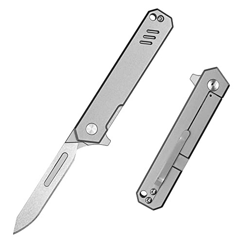 Plegable Flipper T012 10 Cuchillas #60, Mango De Titani...