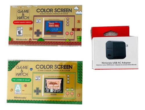 2 Sets Game & Watch Super Mario + Zelda + Cargador Original