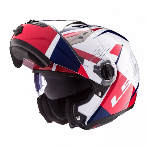 Casco Rebatible Ls2 370 Easy Milan Doble Visor Whte Red Fas!