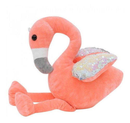 Pelúcia Flamingo Rosa Asas Lantejoulas 28cm 
