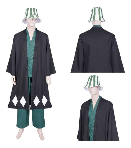 Bleach Urahara Kisuke Sombrero Y Disfraz Cosplay Hombre