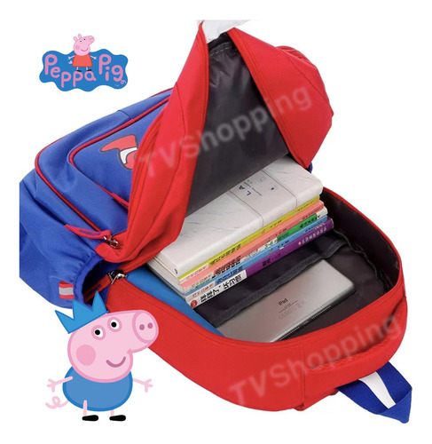 Peppa Pig Mochila Escolar George Pig Color Azul Rosa Y Viole